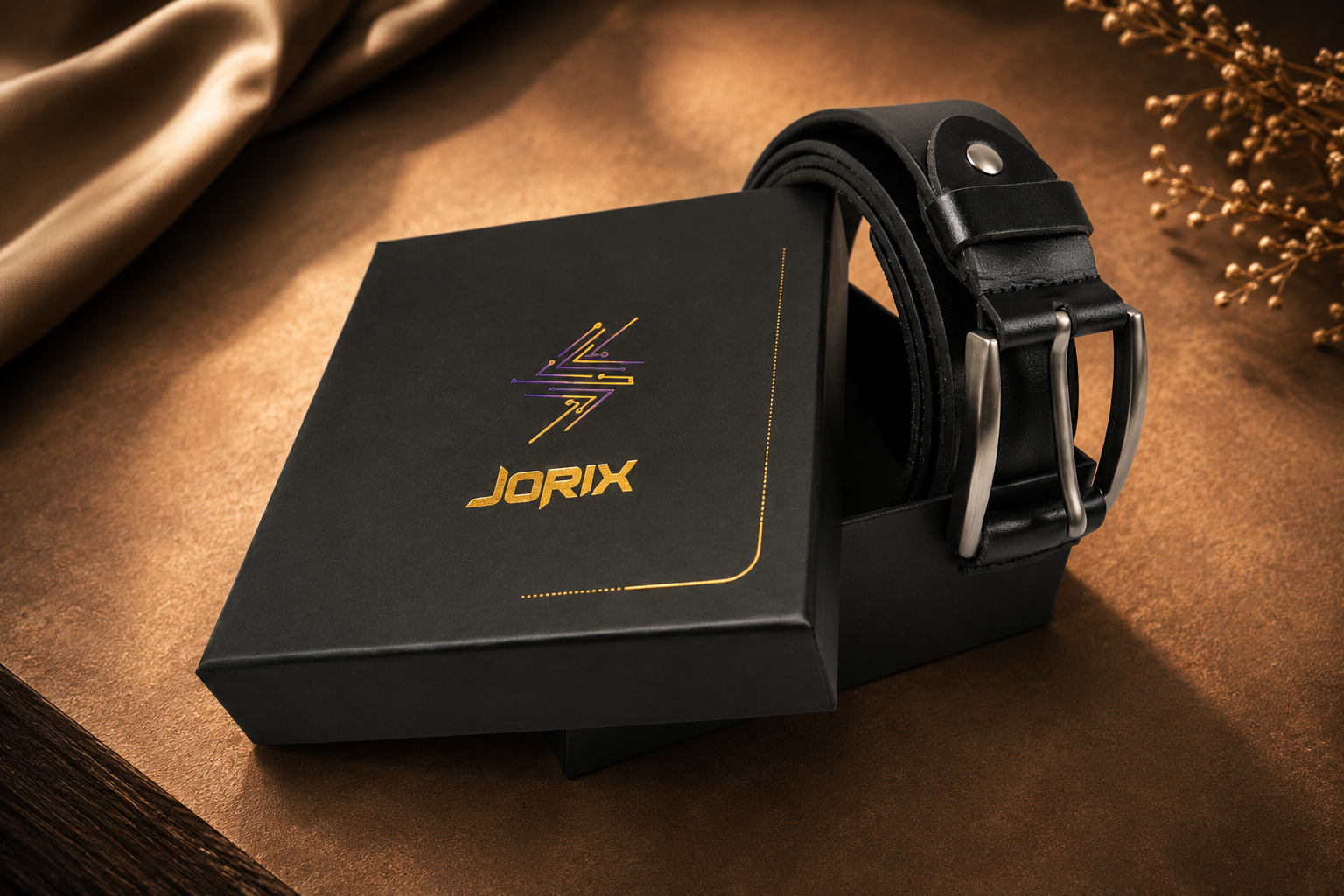 JORIX Black Mens Belt 100% Genuine Buffalo Leather Handmade Full Grain Leather Belt, 4mm Thick 3.5cm Wide, Casual Business Dress Belt, Christmas Halloween Gift for Men