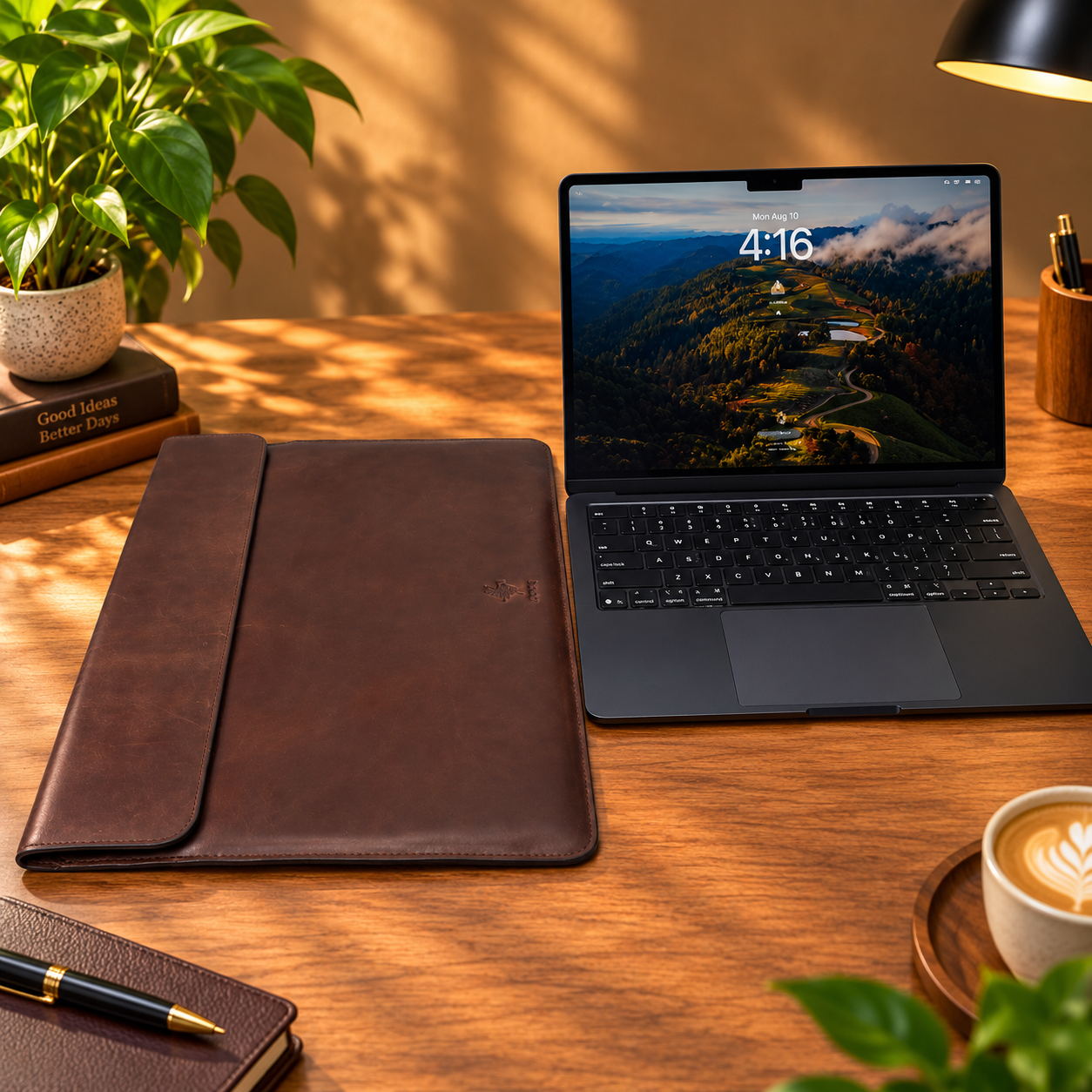JORIX Laptop Sleeve 100% Genuine Cow Leather , Handmade Laptop Case with Pen, Notebook & Charger Storage, Leather Laptop Bag for Business Office Travel, Christmas Halloween Gift