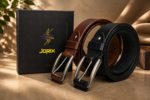 JORIX Mens Belt 100% Genuine Buffalo Leather Handmade Full Grain Leather Belt, 4mm Thick 3.5cm Wide, Casual Business Dress Belt, Christmas Halloween Gift for Men