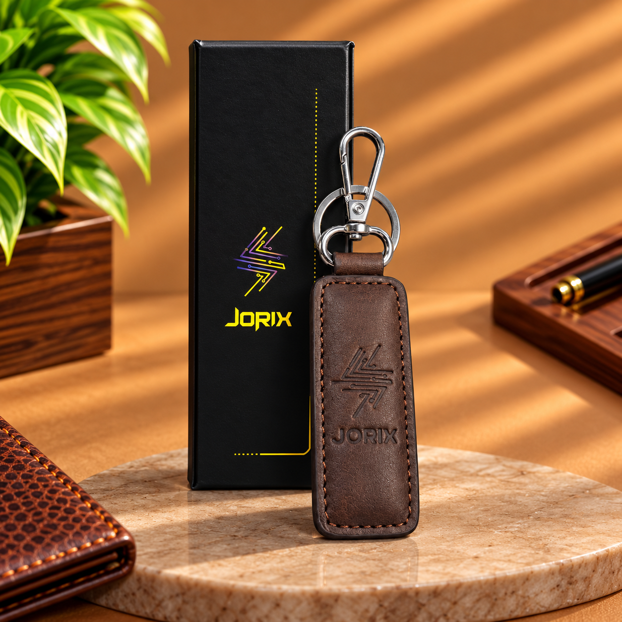 JORIX Key Ring No.1 Daddy 100% Genuine Cow Leather, Handmade Leather Key Holder with Metal Hook, Birthday Gift for Daddy,  Special Gift for Birthday, Christmas, Halloween