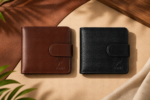 JORIX Mens Short Wallet 100% Genuine Cow Leather Handmade Bifold Wallet, 5 Card Slots, ID Window, Hidden Zip Pocket, Coin Pocket, Snap Button Closure, Christmas Halloween Gift
