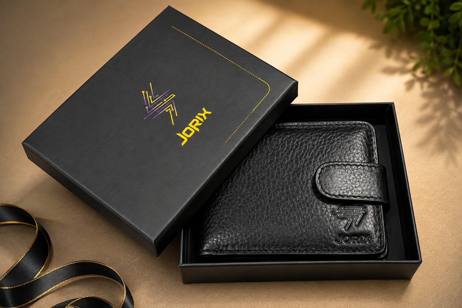 JORIX Mens Black Short Wallet 100% Genuine Cow Leather Handmade Bifold Wallet, 5 Card Slots, ID Window, Hidden Zip Pocket, Coin Pocket, Snap Button Closure, Christmas Halloween Gift