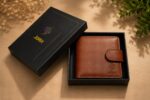 JORIX Mens Brown Short Wallet 100% Genuine Cow Leather Handmade Bifold Wallet, 5 Card Slots, ID Window, Hidden Zip Pocket, Coin Pocket, Snap Button Closure, Christmas Halloween Gift